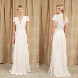 Reformation Rosey Maxi Wedding Dress in Ivory Wrap Boho